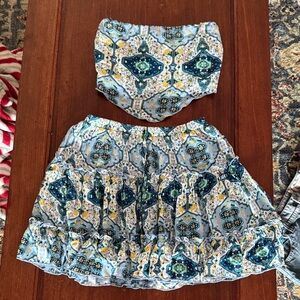 Blue Patterned Women's Skirt set